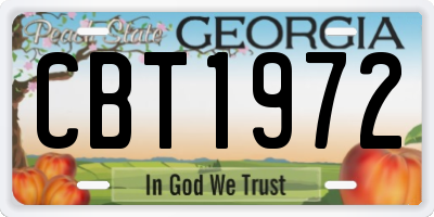 GA license plate CBT1972