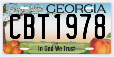GA license plate CBT1978