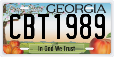GA license plate CBT1989