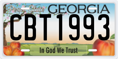 GA license plate CBT1993