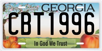 GA license plate CBT1996