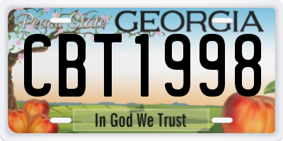 GA license plate CBT1998