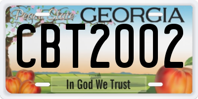 GA license plate CBT2002