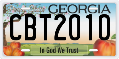 GA license plate CBT2010