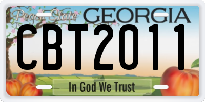 GA license plate CBT2011