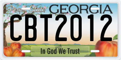 GA license plate CBT2012