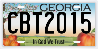 GA license plate CBT2015