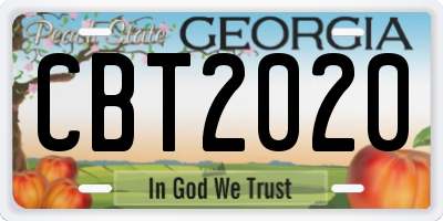 GA license plate CBT2020