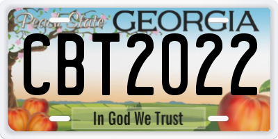 GA license plate CBT2022