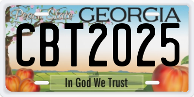 GA license plate CBT2025