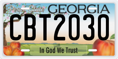 GA license plate CBT2030