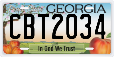 GA license plate CBT2034