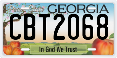 GA license plate CBT2068
