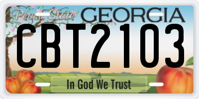 GA license plate CBT2103