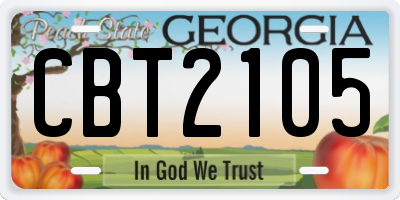 GA license plate CBT2105