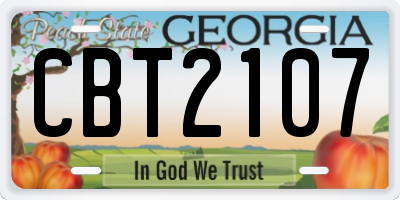 GA license plate CBT2107