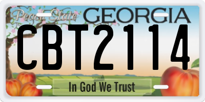 GA license plate CBT2114