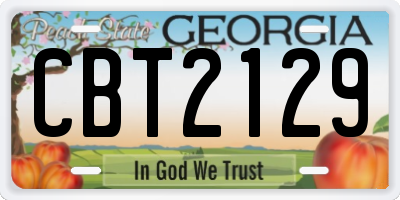 GA license plate CBT2129