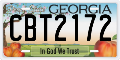 GA license plate CBT2172