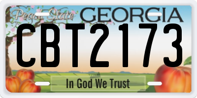 GA license plate CBT2173