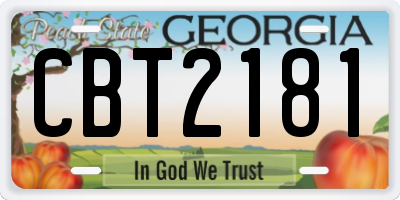 GA license plate CBT2181