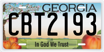 GA license plate CBT2193