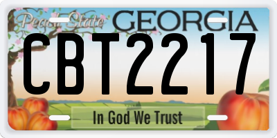 GA license plate CBT2217
