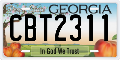 GA license plate CBT2311