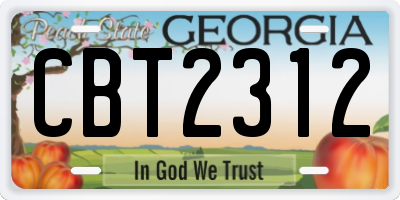 GA license plate CBT2312