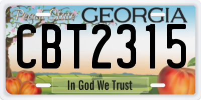 GA license plate CBT2315