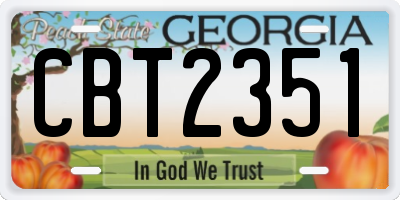 GA license plate CBT2351