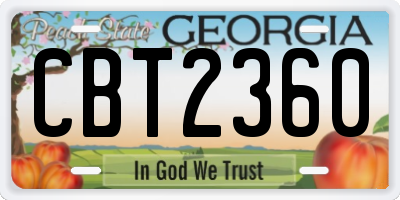 GA license plate CBT2360