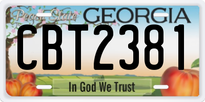 GA license plate CBT2381