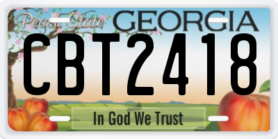 GA license plate CBT2418