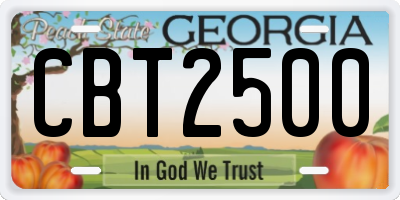 GA license plate CBT2500