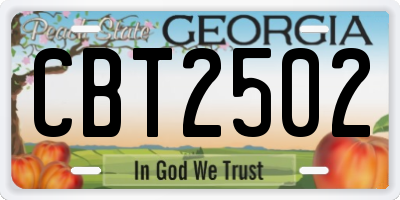 GA license plate CBT2502