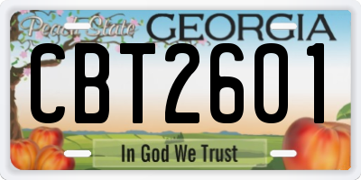 GA license plate CBT2601