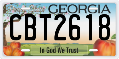 GA license plate CBT2618