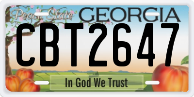 GA license plate CBT2647