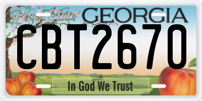 GA license plate CBT2670