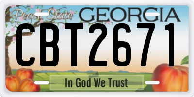 GA license plate CBT2671