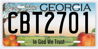 GA license plate CBT2701