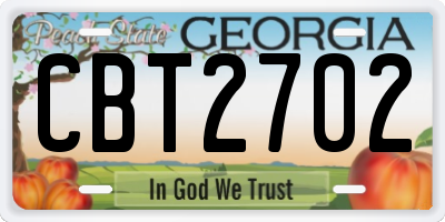 GA license plate CBT2702