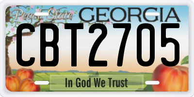 GA license plate CBT2705