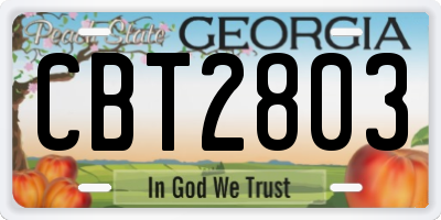 GA license plate CBT2803