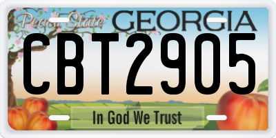 GA license plate CBT2905