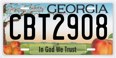 GA license plate CBT2908