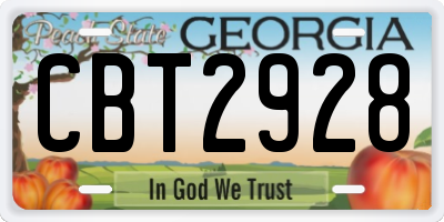 GA license plate CBT2928