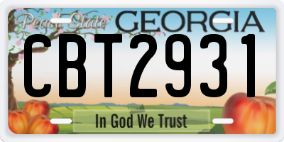GA license plate CBT2931