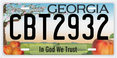GA license plate CBT2932